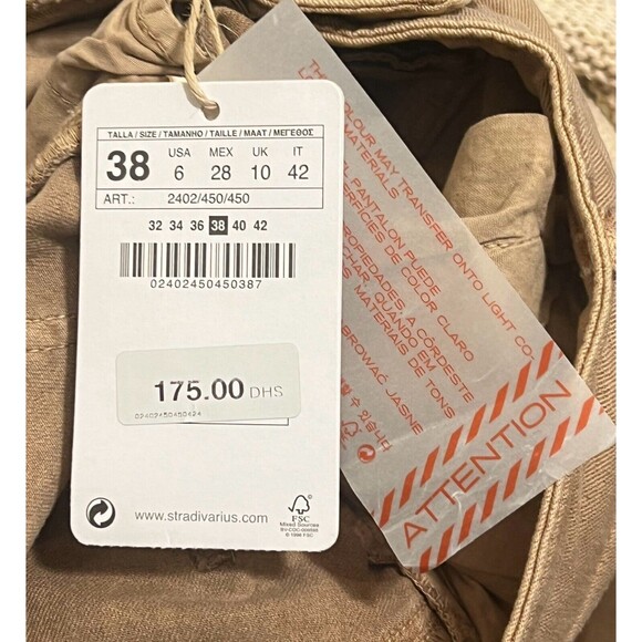 NWT Stradivarius Women's Beige Skinny Jeans Lace-Up Hem Size EU 38 US 6 - Picture 8 of 8